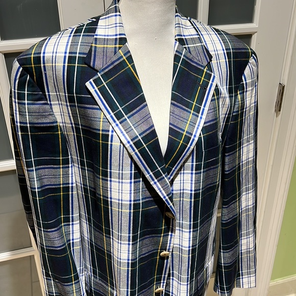 Green and cream made in the USA plaid blazer Tommy Hilfiger 50 - Picture 2 of 10